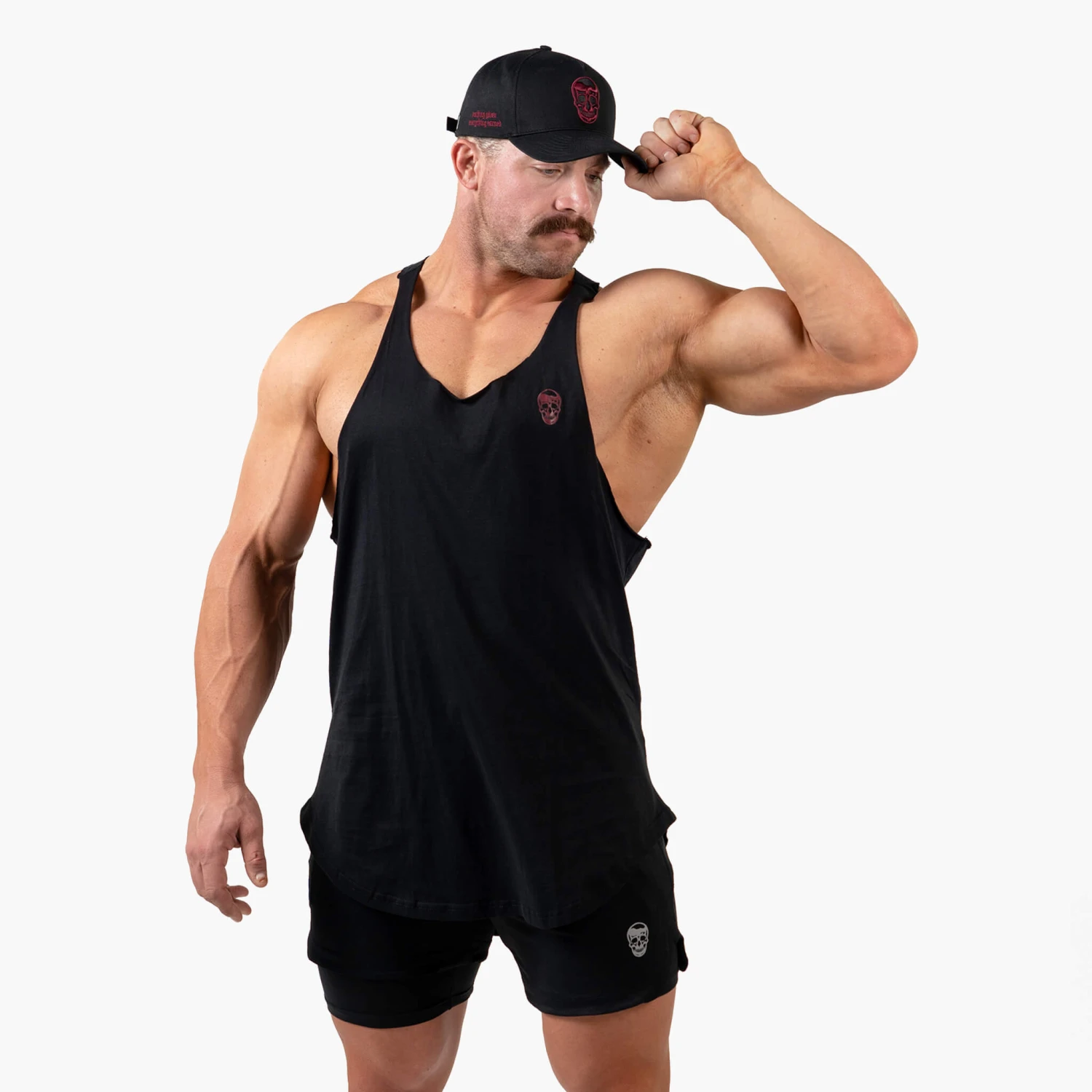 5-Panel Skull Hat - Black/Burgundy 2 5-Panel Skull Hat - Black/Burgundy - Image 2