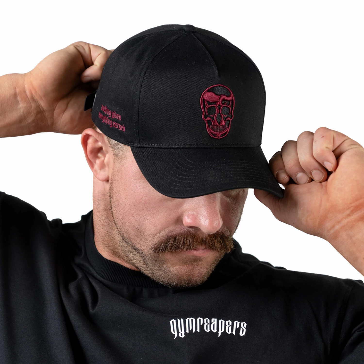 5-Panel Skull Hat - Black/Burgundy 1 5-Panel Skull Hat - Black/Burgundy