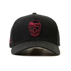 5-Panel Skull Hat - Black/Burgundy 10 5-Panel Skull Hat - Black/Burgundy -Gym Power Wear 5Panel Black Burgundy Front