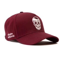 5-Panel Skull Hat - Burgundy -Gym Power Wear 5Panel Burgundy Quarter