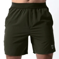 Performance Shorts - OD Green -Gym Power Wear 7 inch green front
