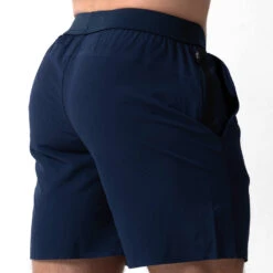 Performance Shorts - Navy -Gym Power Wear 7 inch navy back