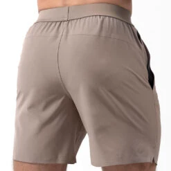Performance Shorts - Taupe -Gym Power Wear 7 inch taupe back