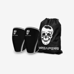Gymreapers 7MM Knee Sleeves - Black/White -Gym Power Wear Black 05