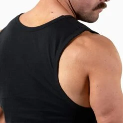 Icon Cut Off Tank - Black/White -Gym Power Wear IconCutOff Black