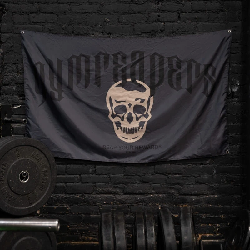 Reap Your Rewards Gym Flag - Tan 1 Reap Your Rewards Gym Flag - Tan