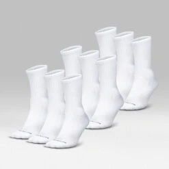 Crew Socks - White -Gym Power Wear White NinePack Crew