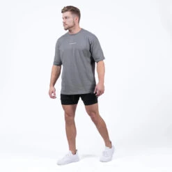 Ascend Box Tee - Charcoal -Gym Power Wear ascendboxteecharcoalfull