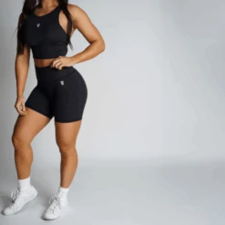 Revive Biker Shorts - Black -Gym Power Wear biker shorts black full