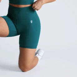 Revive Biker Shorts - Emerald -Gym Power Wear biker shorts emerald detail