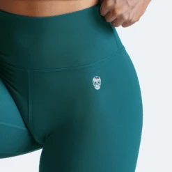 Revive Biker Shorts - Emerald -Gym Power Wear biker shorts emerald skull detail