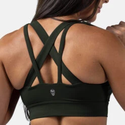 Harmony Bra - Forest Green -Gym Power Wear harmony bra forest green back close up