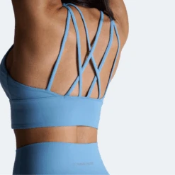 Revive High Neck Bra - Sky Blue -Gym Power Wear high neck bra blue staps