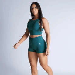 Revive High Neck Bra - Emerald -Gym Power Wear high neck bra emerald full