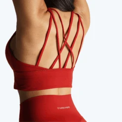 Revive High Neck Bra - Red -Gym Power Wear high neck bra red angle