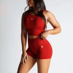 Revive High Neck Bra - Red -Gym Power Wear high neck bra red side