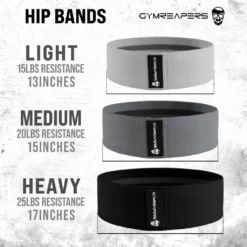Hip Bands - 3 Pack -Gym Power Wear hip bands stack graphic sizes