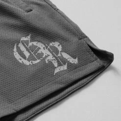 Initial Shorts - Charcoal -Gym Power Wear initial mesh shorts charcoal detail