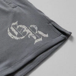 Initial Shorts - Faded Blue -Gym Power Wear initial mesh shorts faded blue detail