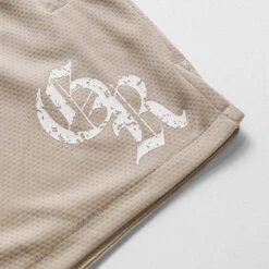 Initial Shorts - Khaki -Gym Power Wear initial mesh shorts khaki detail