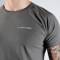 Slim Performance Tee - Charcoal -Gym Power Wear mens fit tee charcoal detail