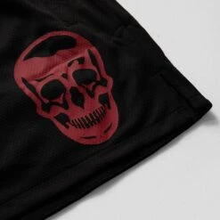 Mesh Training Shorts - Black/Red -Gym Power Wear mesh shorts black red skull detail