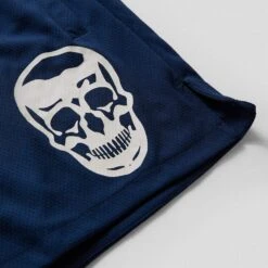 Mesh Training Shorts - Navy -Gym Power Wear mesh shorts blue white skull detail