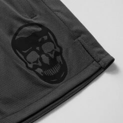 Mesh Training Shorts - Charcoal -Gym Power Wear mesh shorts charcoal black skull detail