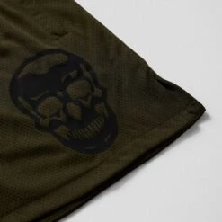 Mesh Training Shorts - OD Green -Gym Power Wear mesh shorts od green skull detail