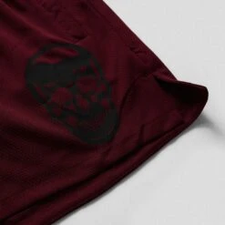 Mesh Training Shorts - Burgundy -Gym Power Wear mesh shorts red black skull detail