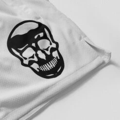Mesh Training Shorts - White -Gym Power Wear mesh shorts white black skull detail