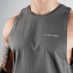 Gymreapers Muscle Tank - Charcoal -Gym Power Wear muscle tank charcoal detail