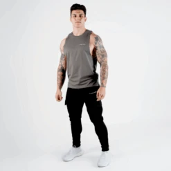Gymreapers Muscle Tank - Charcoal -Gym Power Wear muscle tank charcoal side
