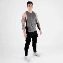 Gymreapers Muscle Tank - Charcoal -Gym Power Wear muscle tank charcoal side2