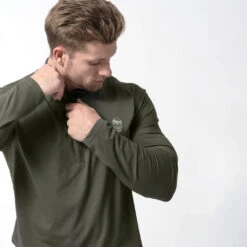 Performance Quarter Zip - OD Green -Gym Power Wear performance 1 4 zip green life style