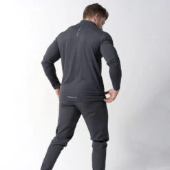Performance Quarter Zip - Obsidian -Gym Power Wear performance 1 4 zip obsidian detail