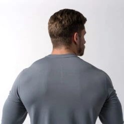 Performance Long Sleeve Shirt - Steel 7 Performance Long Sleeve Shirt - Steel -Gym Power Wear performance shirt steel back