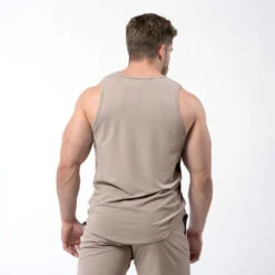 Performance Tank Top - Taupe -Gym Power Wear performance tank taupe back