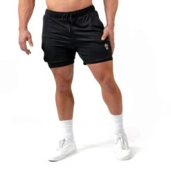 React Training Shorts - Black -Gym Power Wear react shorts front
