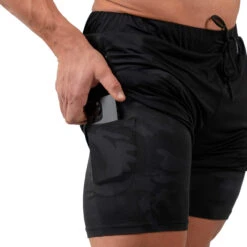 React Training Shorts - Black Camo -Gym Power Wear react training shorts black camo phone pocket