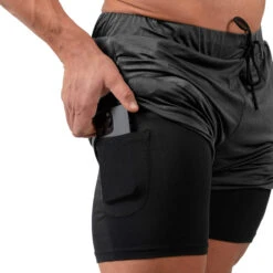 React Training Shorts - Gray -Gym Power Wear react training shorts gray phone pocket