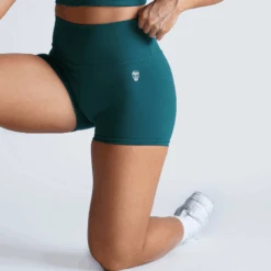 Revive 4" Shorts - Emerald -Gym Power Wear revive 4 inch shorts emerald side