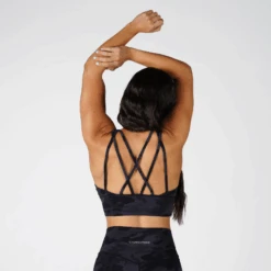 Revive High Neck Bra - Midnight Camo -Gym Power Wear revive camo bra black full