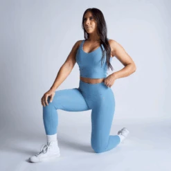 Revive Leggings - Sky Blue -Gym Power Wear revive leggings blue kneel