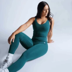 Revive Leggings - Emerald -Gym Power Wear revive leggings emerald sitting
