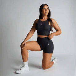 Revive 4" Shorts - Black -Gym Power Wear revive shorts black full kneel