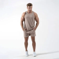 Performance Shorts - Taupe -Gym Power Wear shorts taupe full