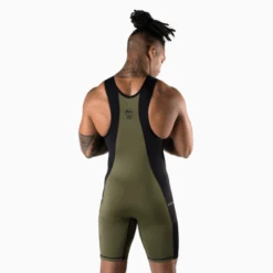 Apex Weightlifting Singlet - OD Green (IPF Approved) -Gym Power Wear singlet green back