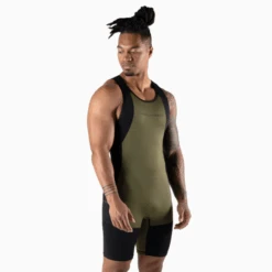 Apex Weightlifting Singlet - OD Green (IPF Approved) -Gym Power Wear singlet green side