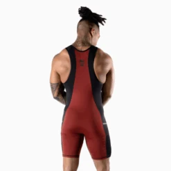 Apex Weightlifting Singlet - Burgundy (IPF Approved) -Gym Power Wear singlet red back